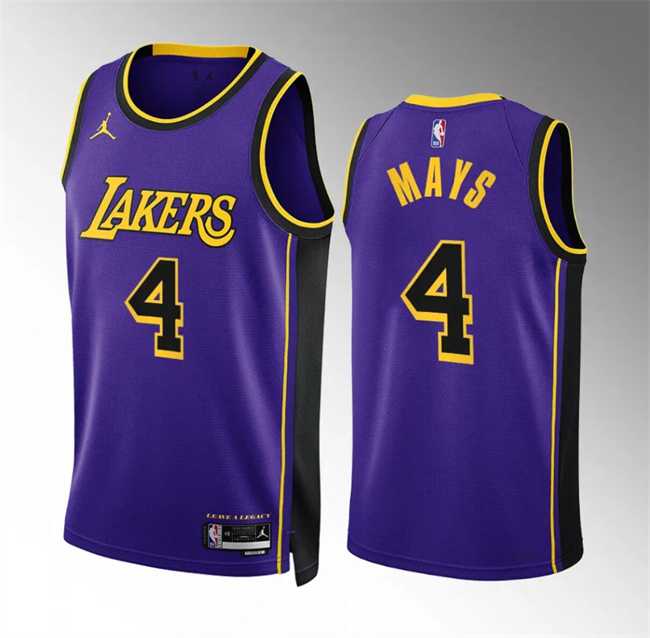 Mens Los Angeles Lakers #4 Skylar Mays Purple Statement Edition Stitched Basketball Jersey Dzhi